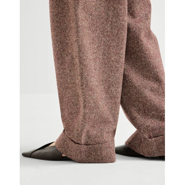 Brunello Cucinelli Donegal five-pocket baggy trousers in Burgundy