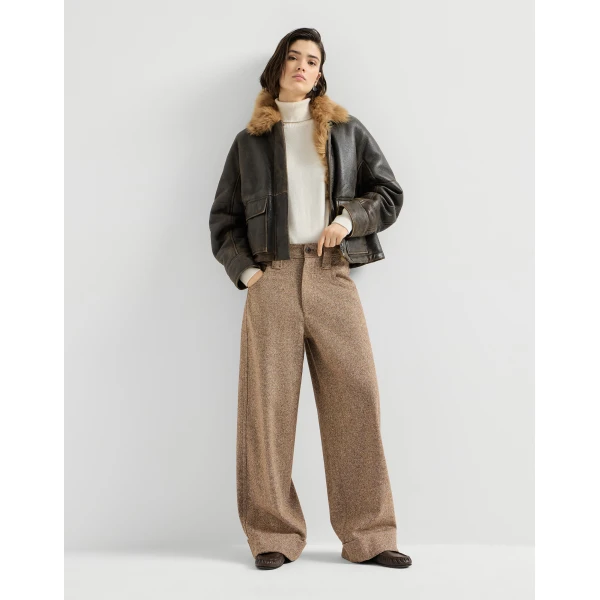 Brunello Cucinelli Donegal five-pocket baggy trousers in Cappuccino