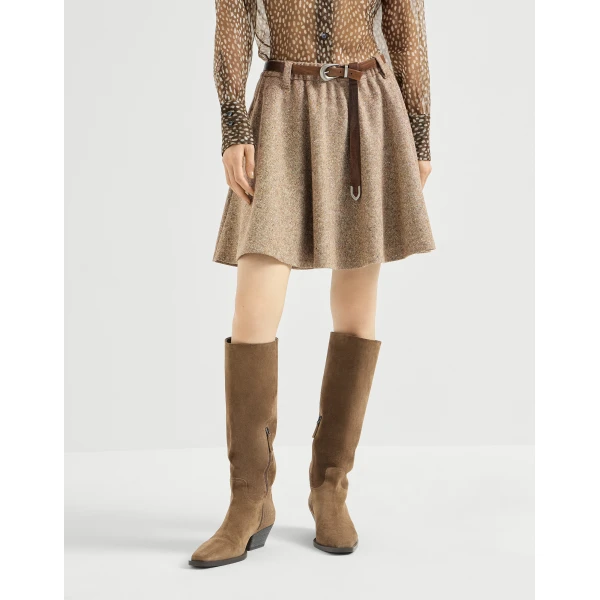 Brunello Cucinelli Donegal mini circle skirt in Light Brown