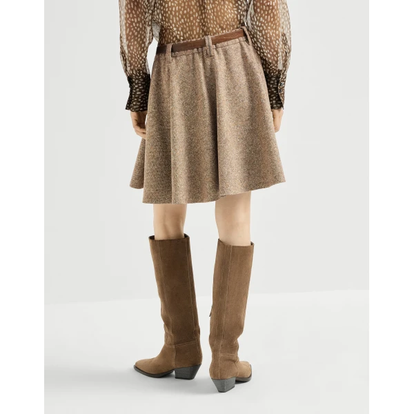 Brunello Cucinelli Donegal mini circle skirt in Light Brown