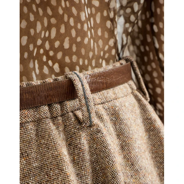 Brunello Cucinelli Donegal mini circle skirt in Light Brown