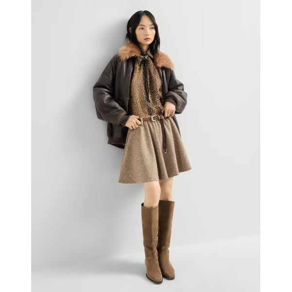 Brunello Cucinelli Donegal mini circle skirt in Light Brown