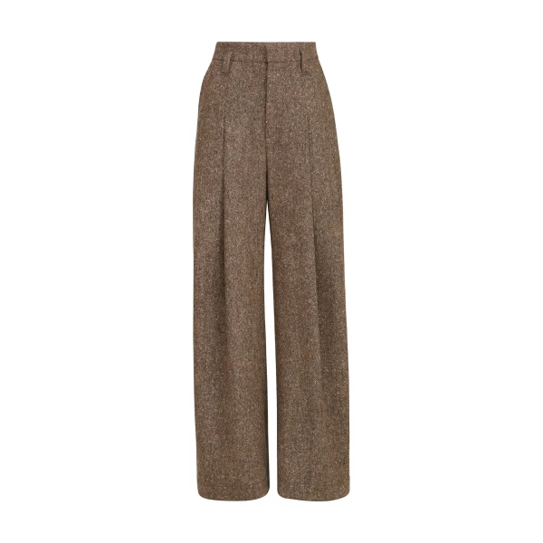 Brunello Cucinelli Donegal pleated barrel trousers in Light Brown