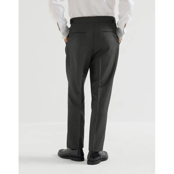 Brunello Cucinelli Double-pleated tuxedo trousers in Sand, view 3 | Pants | Coveti