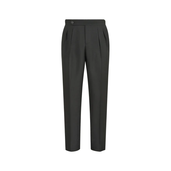 Double-pleated tuxedo trousers in Sand