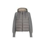 Brunello Cucinelli Down jacket with knitted sleeves and hood in Medium Grey