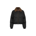 Brunello Cucinelli Down jacket with shearling collar in Black | Shearling Jackets | Coveti