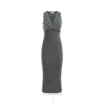 Brunello Cucinelli Dress with dazzling lace embroidery in Lead | Dresses | Coveti