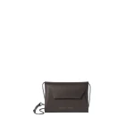 Brunello Cucinelli Duo pochette in calfskin with precious chain in Rust Brown | Clutch Bags | Coveti