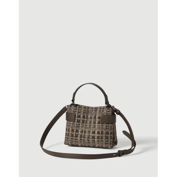 Essence small bag with check embroidery in Brown - Image 2