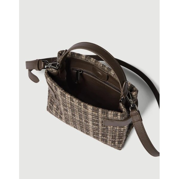 Essence small bag with check embroidery in Brown - Image 5