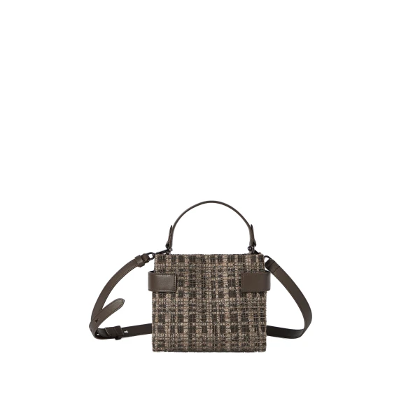 Essence small bag with check embroidery in Brown