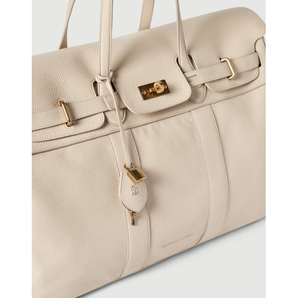 Explorer travel bag in deerskin in Ivory - Image 3