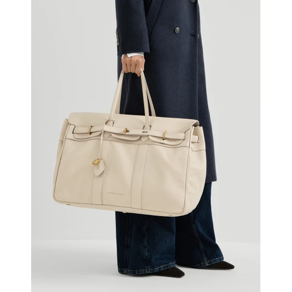 Explorer travel bag in deerskin in Ivory - Image 4