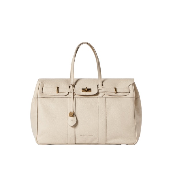 Brunello Cucinelli Explorer travel bag in deerskin in Ivory