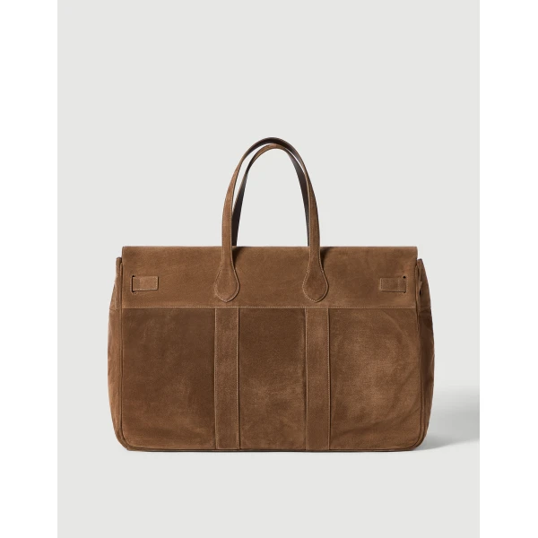 Explorer travel bag in suede in Caramel - Image 2
