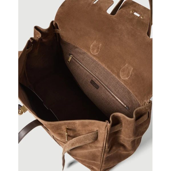 Explorer travel bag in suede in Caramel - Image 5