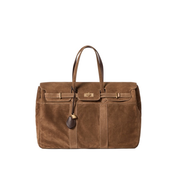 Brunello Cucinelli Explorer travel bag in suede in Caramel