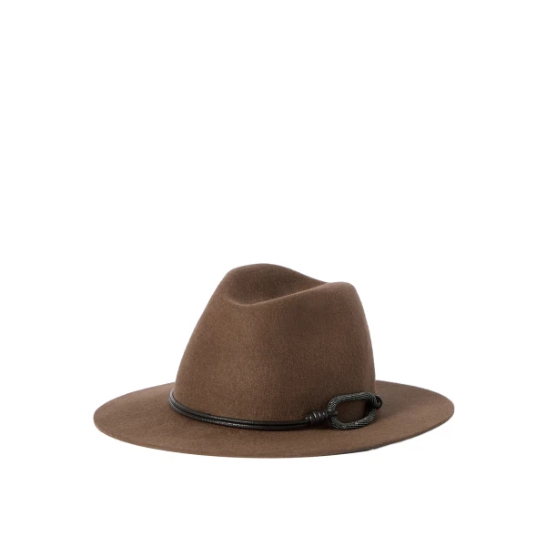 Felt fedora with monili in Brown