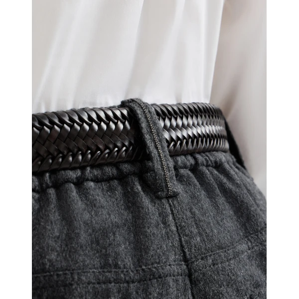 Brunello Cucinelli Flannel baggy trousers in Anthracite