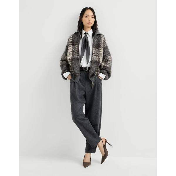 Brunello Cucinelli Flannel baggy trousers in Anthracite