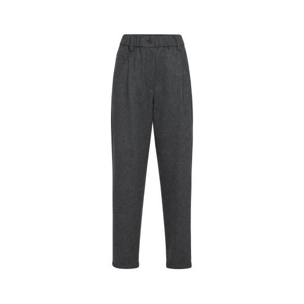 Brunello Cucinelli Flannel baggy trousers in Anthracite