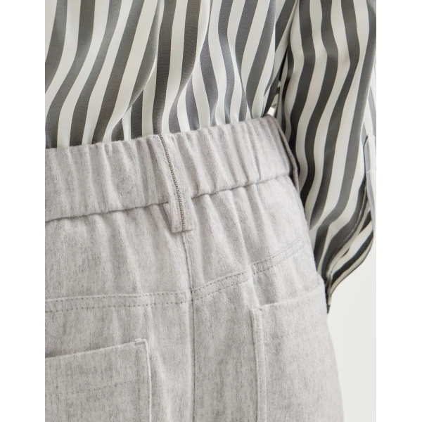 Brunello Cucinelli Flannel baggy trousers in Grey