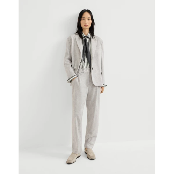 Brunello Cucinelli Flannel baggy trousers in Grey