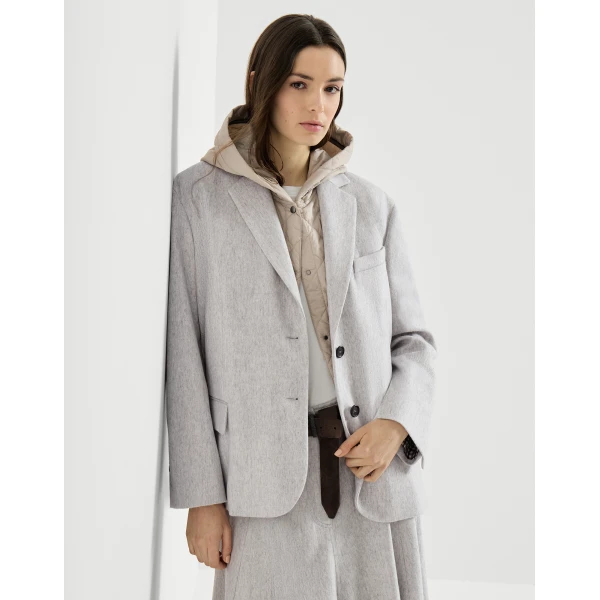 Brunello Cucinelli Flannel blazer with monili in Grey