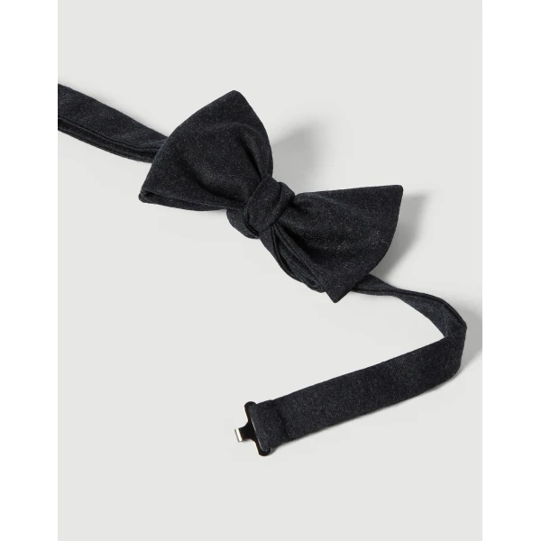 Brunello Cucinelli Flannel bowtie in Blue, view 2 | Ties & Bow Ties | Coveti