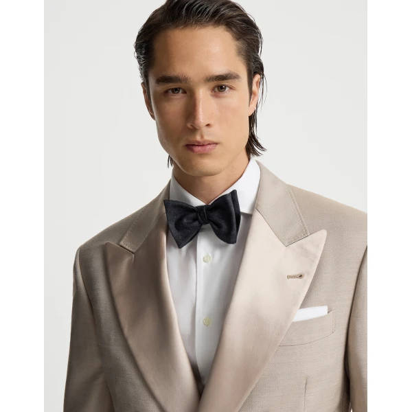 Brunello Cucinelli Flannel bowtie in Blue, view 3 | Ties & Bow Ties | Coveti