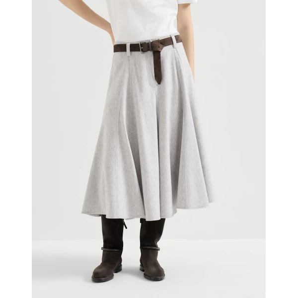 Brunello Cucinelli Flannel flared skirt in Grey