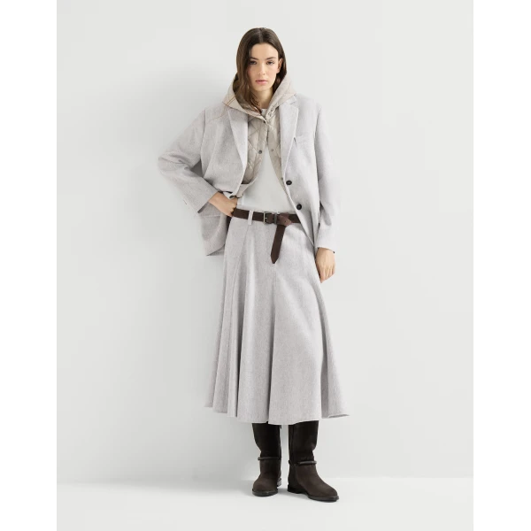 Brunello Cucinelli Flannel flared skirt in Grey