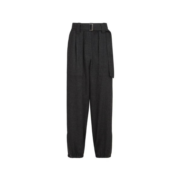 Flannel loose cargo trousers in Anthracite