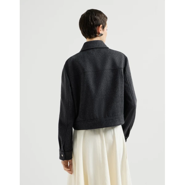 Brunello Cucinelli Flannel outerwear jacket in Anthracite