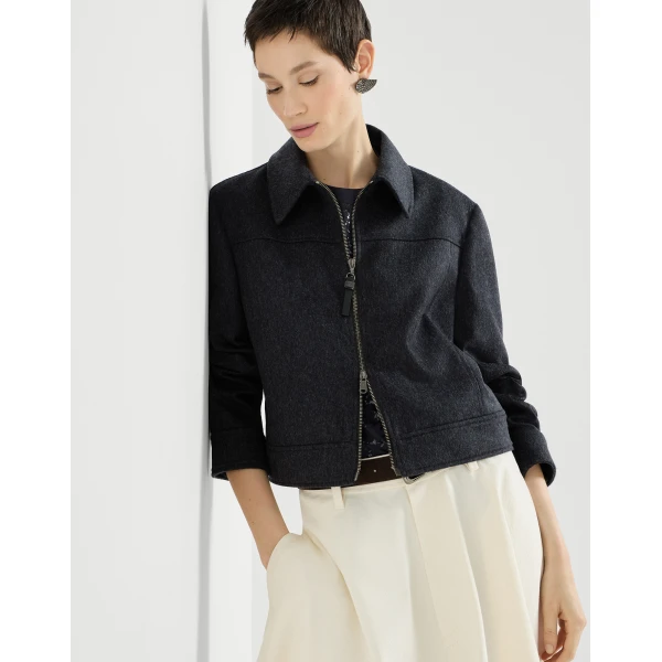 Brunello Cucinelli Flannel outerwear jacket in Anthracite