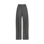 Brunello Cucinelli Flannel pleated barrel trousers in Stone Grey | Pants | Coveti
