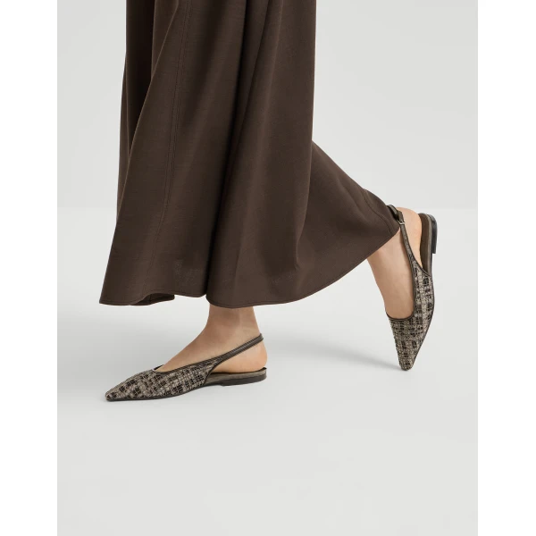 Flats with Precious Check Embroidery in Rust Brown - Image 5