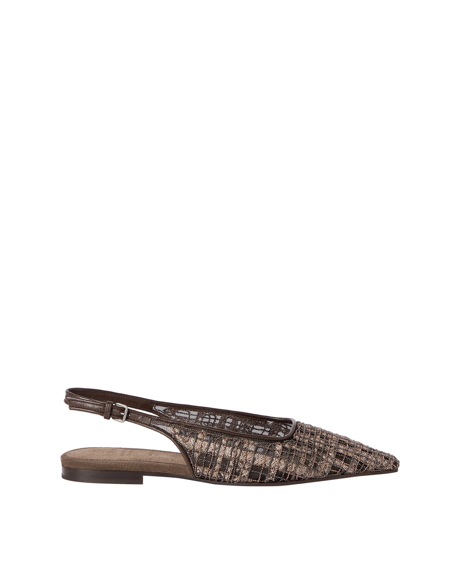 Brunello Cucinelli Flats with Precious Check Embroidery in Rust Brown | Buy Shoes at Coveti Brunello Cucinelli Flats with Precious Check Embroidery in Rust Brown