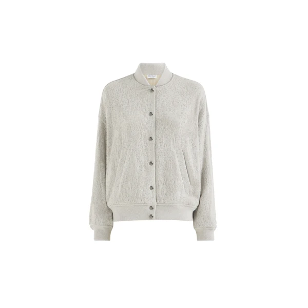 Brunello Cucinelli Flower Lace jersey sweater in Light Grey