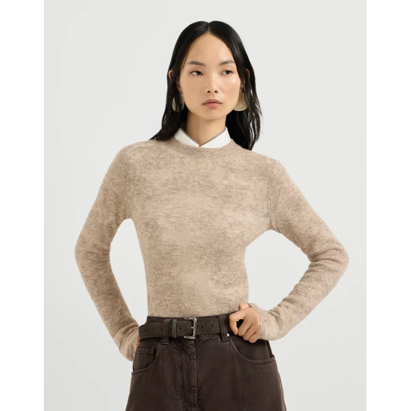 Brunello Cucinelli Flower lace sweater in Beige