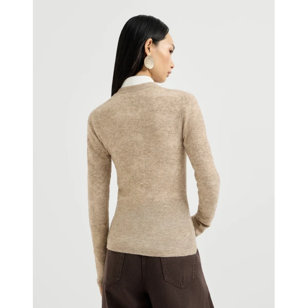 Brunello Cucinelli Flower lace sweater in Beige