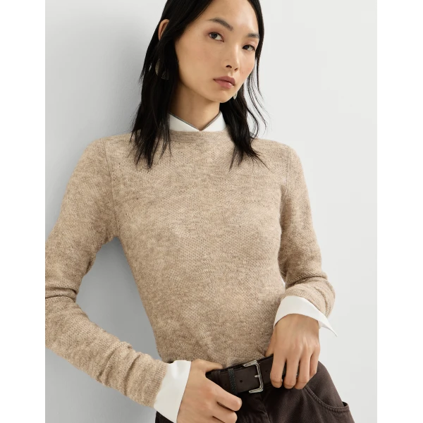 Brunello Cucinelli Flower lace sweater in Beige