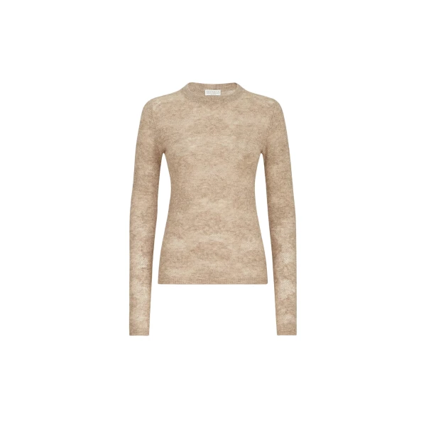Brunello Cucinelli Flower lace sweater in Beige