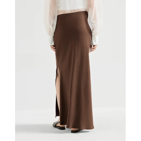 Fluid Bias-Cut skirt in Cocoa - Image 3