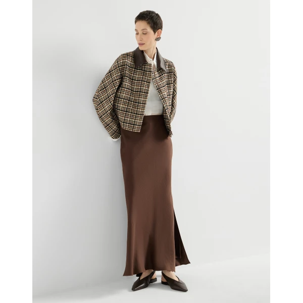 Fluid Bias-Cut skirt in Cocoa - Image 5