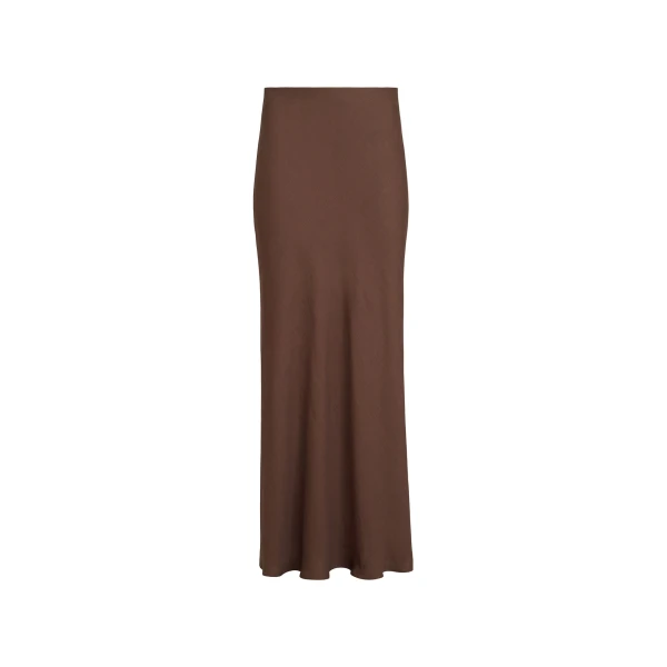 Fluid Bias-Cut skirt in Cocoa