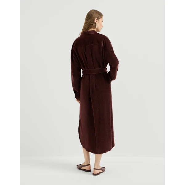 Brunello Cucinelli Fluid Corduroy shirt dress in Wine