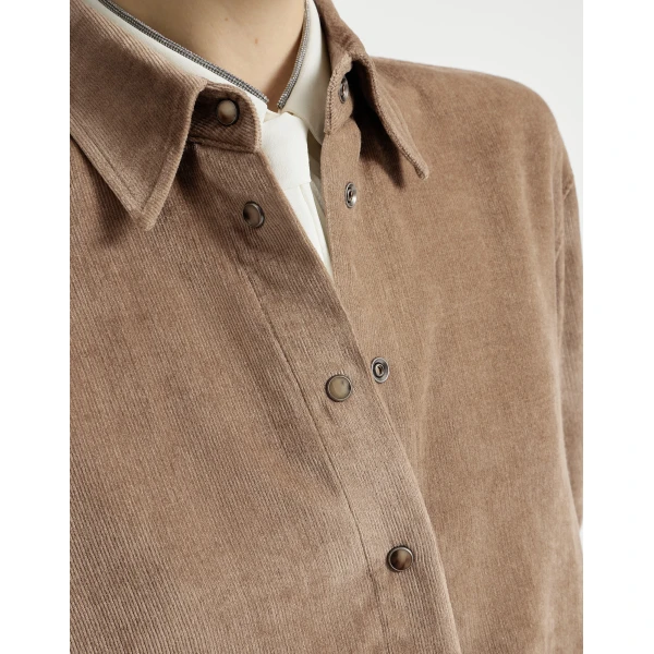 Brunello Cucinelli Fluid corduroy shirt in Cappuccino
