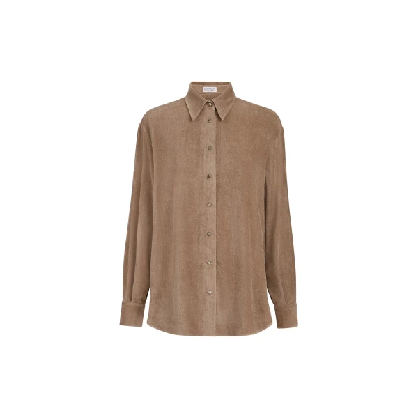 Brunello Cucinelli Fluid corduroy shirt in Cappuccino